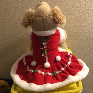Pet Dog Christmas Winter Warm Clothes Costume Red Dress Puppie Fleece Skirt